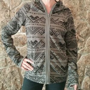 Fuzzy black and grey jacket/sweatshirt